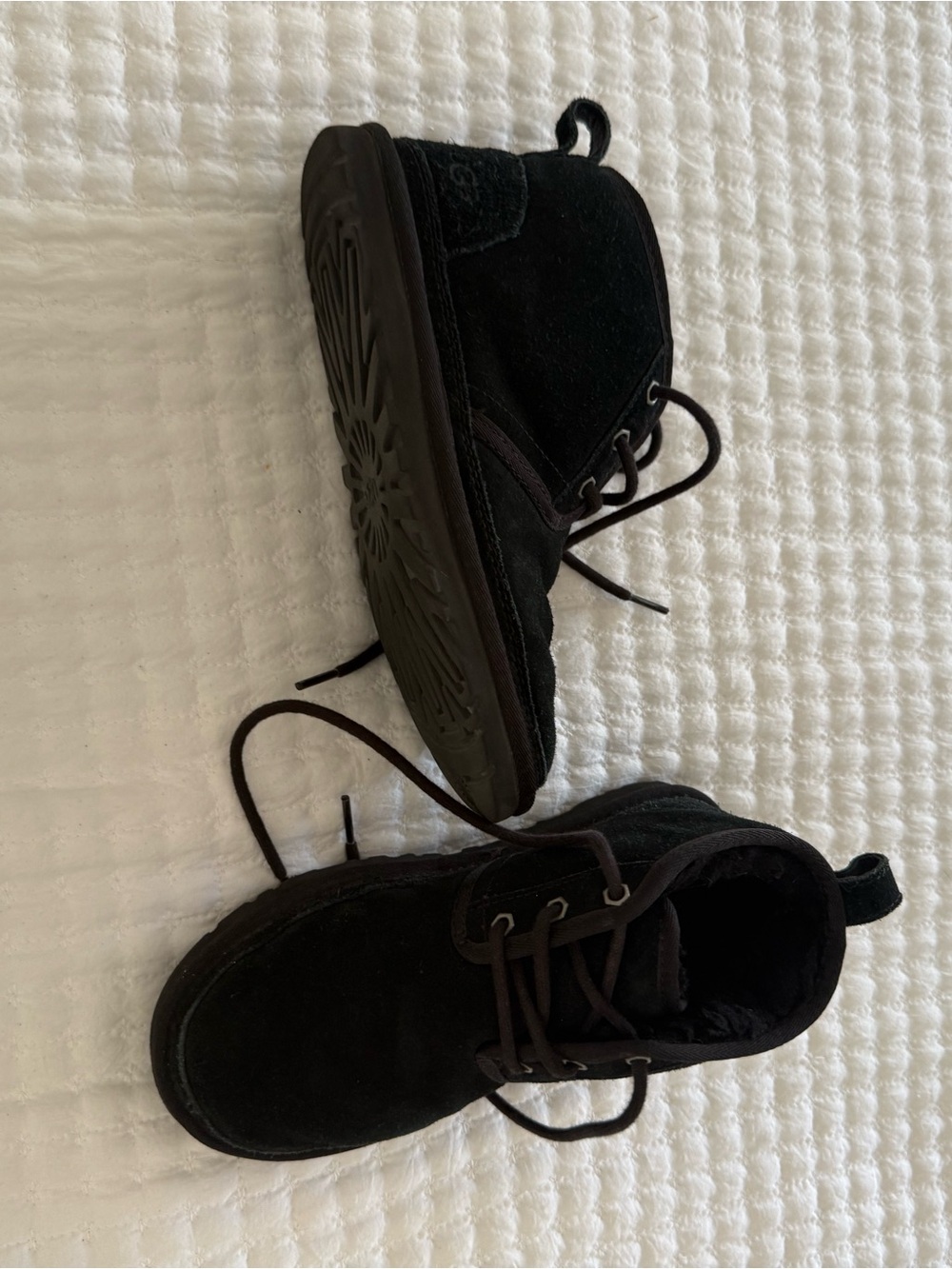 UGG Black Suede Lace-Up Ankle Booties